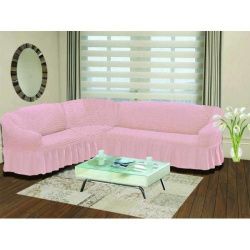 фото чехол на угловой диван с/о - розовый