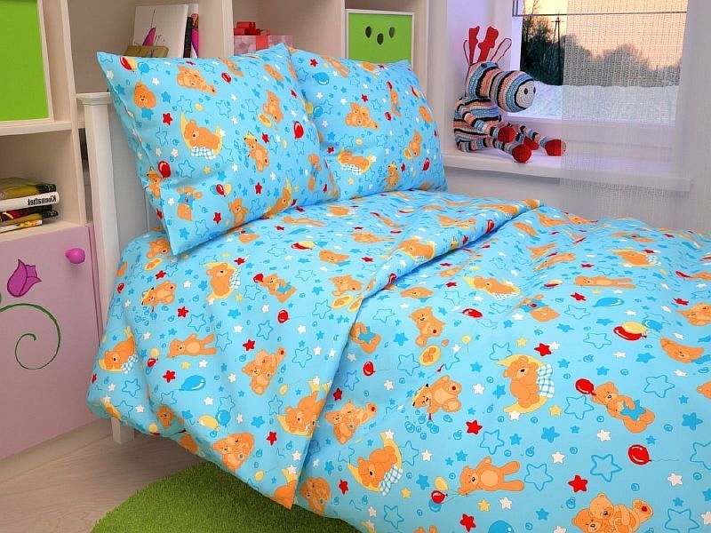 фото комплект детского постельного белья «мишки голубые» (в кроватку)