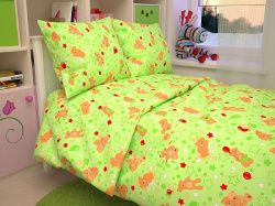 фото комплект детского постельного белья «мишки зеленые» (в кроватку)