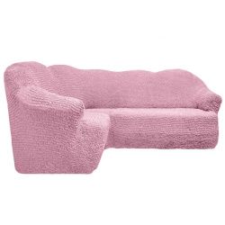 фото чехол на угловой диван б/о - розовый