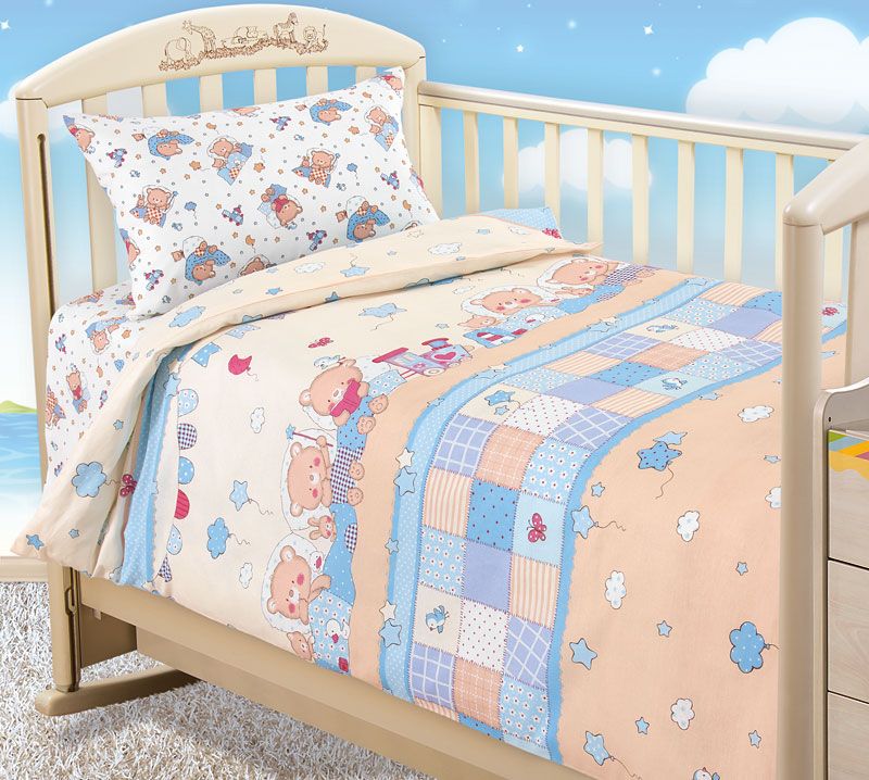 фото комплект детского постельного белья «паровозик 3» (в кроватку)
