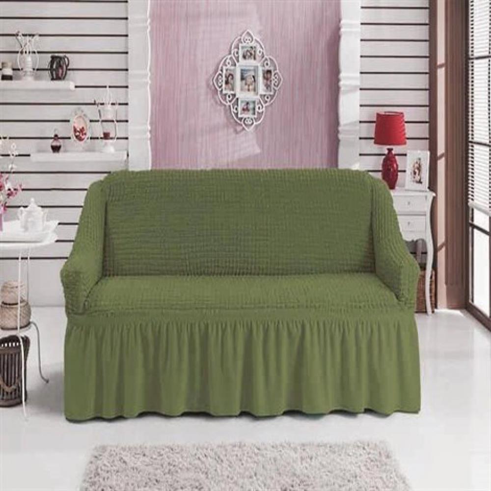фото чехол на двухместный диван с/о - оливковый