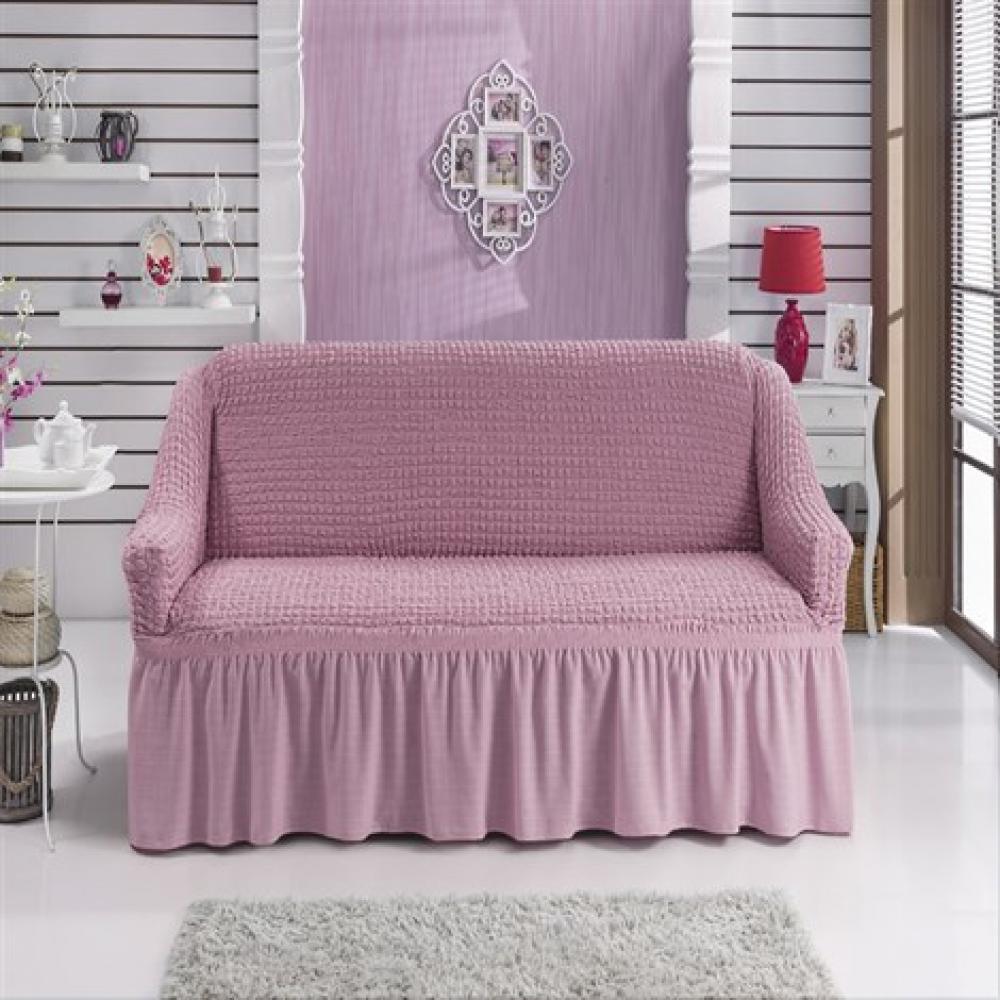 фото чехол на двухместный диван с/о - розовый