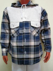 фото рубашка для мальчиков (фуле) с капюшоном пуговицы дл/рук